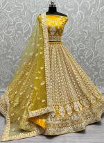 Net Yellow Party Wear Lucknowi Work Lehenga Choli